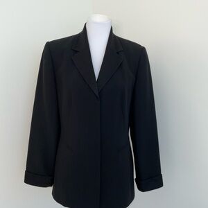 Kasper For A.S.L. Black Evening Blazer with Chevron Pattern Collar and Cuffs
